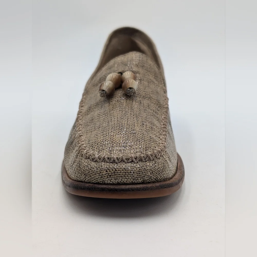 Stuart Weitzman Taube Woven Loafer Size 8.5 Wooden Beads Block Heel Square Toe - Picture 4 of 16